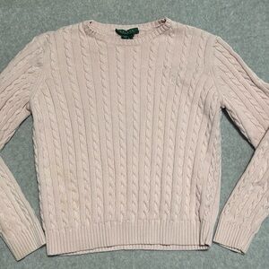 Ralph Lauren Light Pink Cable Knit Sweater Womens Large
